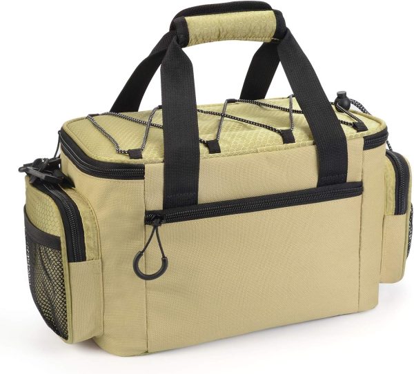 Calamus Fishing Tackle Bags - Fishing Bags for Saltwater or Freshwater Fishing - Rip-Stop PE - Padded Shoulder Strap - Pliers Storage -Khaki - Image 2