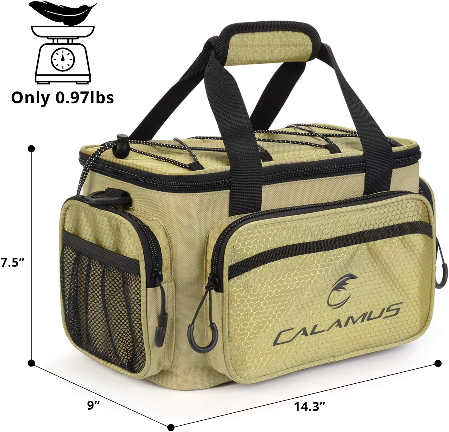 Calamus Fishing Tackle Bags - Fishing Bags for Saltwater or Freshwater Fishing - Rip-Stop PE - Padded Shoulder Strap - Pliers Storage -Khaki - Image 9