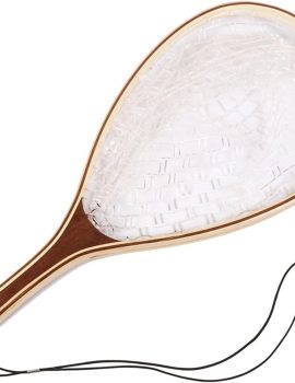 Fly Fishing Landing Net Trout Fishing Net, Soft Rubber Catch and Release Fish Net with Wooden Handle Frame, Gifts for Him