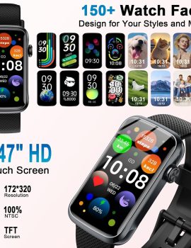 Smart Watch, Smartwatch for Men Women with 24 Sport Modes, IP68 Waterproof Fitness Tracker with 24/7 Heart Rate/Sleep/SpO2 Monitor, Step Tracker, Pedometer, Activity Tracker for Android iOS
