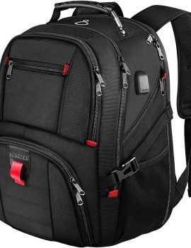 YOREPEK Travel Backpack, Extra Large 50L Laptop Backpacks for Men Women, Water Resistant College Backpacks Airline Approved Business Work Bag with USB Charging Port Fits 17 Inch Computer, Black