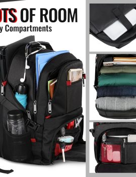 YOREPEK Travel Backpack, Extra Large 50L Laptop Backpacks for Men Women, Water Resistant College Backpacks Airline Approved Business Work Bag with USB Charging Port Fits 17 Inch Computer, Black
